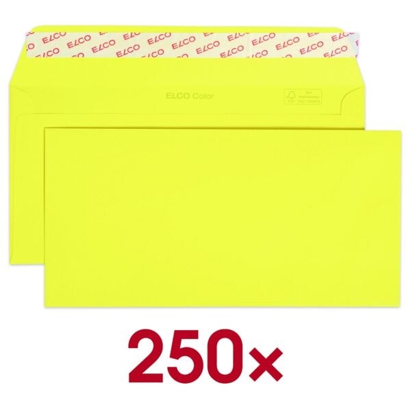 ELCO 250er-Pack Briefumschläger DIN lang »Color« ohne Fenster gelb, 22.9x11.4 cm