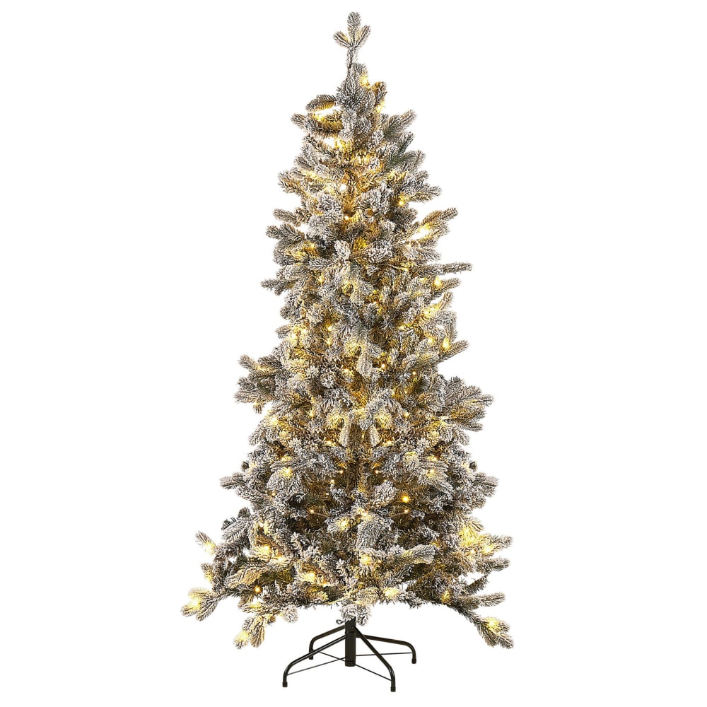 Sapin de noël artificiel enneigé led 180 cm vert