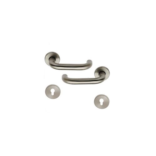 Ouvre&deco - Poignée de porte extérieure design en inox sur rosace ronde Clé i, tubulaire