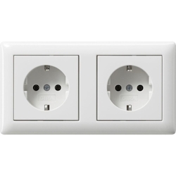 Gira Steckdose, 2f, reinweiß, glänzend, Unterputz, Steckdose CEE 7/3 (Typ F), IP20, 479303 Image