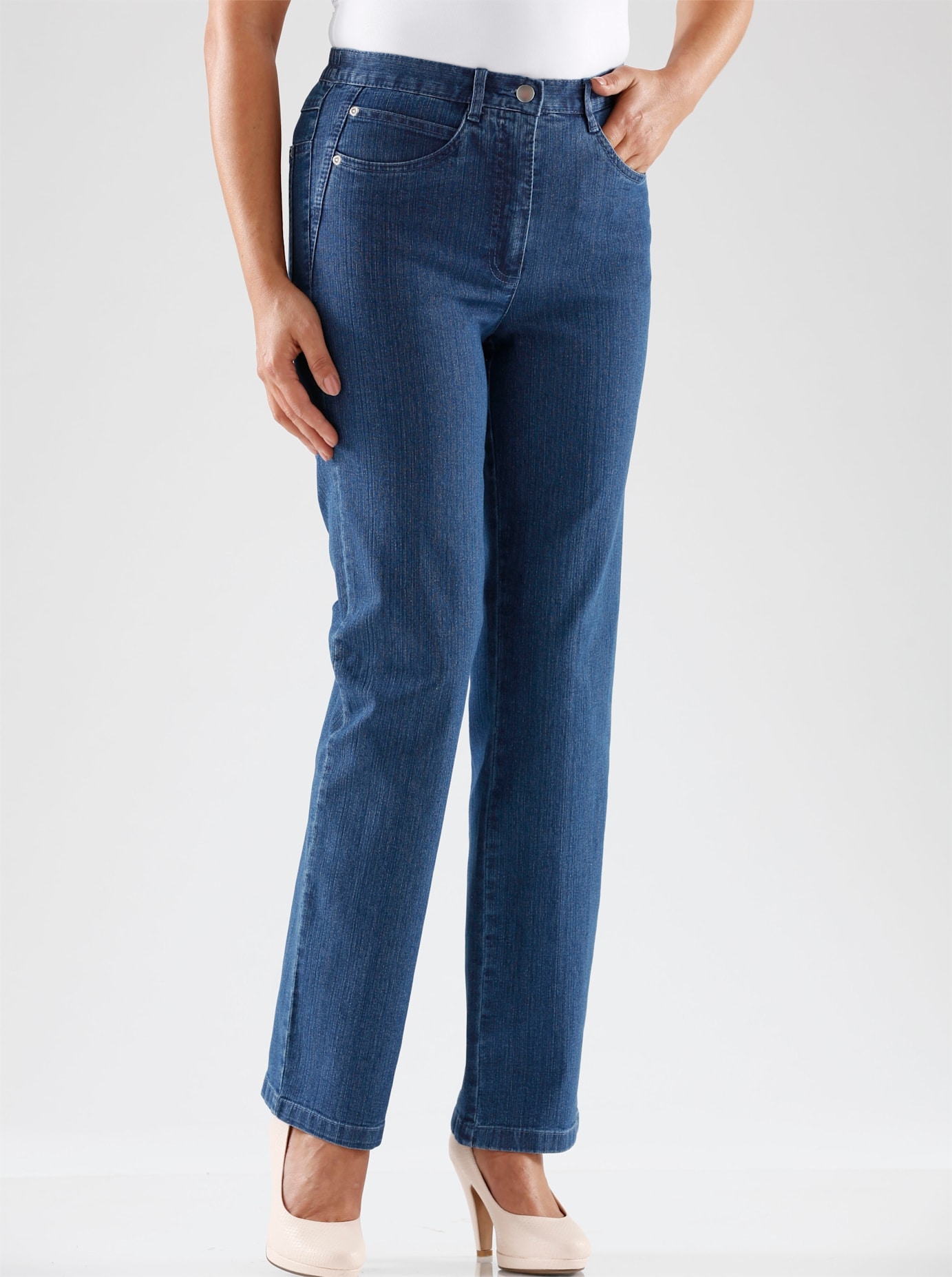 Dehnbund-Jeans CASUAL LOOKS, Damen, Gr. 21, Kurzgrößen, blau (blau, stone, washed), 78% Baumwolle, 20% Polyester, 2% Elasthan, unifarben, lang, Jeans, Topseller