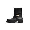 Bikerboots TOMMY HILFIGER "BIKER LEATHER", Damen, Gr. 40, schwarz, Leder, unifarben, modisch, Schuhe, Blockabsatz, Stiefelette, Boots mit goldfarbenem Schmuckelement