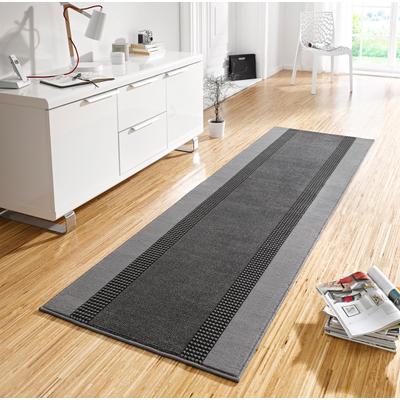 Teppich HANSE HOME "Band" Gr. 42, grau, B:80cm H:9mm L:350cm, Kunstfaser, Teppiche, Kurzflor, weich, Läufer Größen, Wohnzimmer, Schlafzimmer, Esszimmer Image