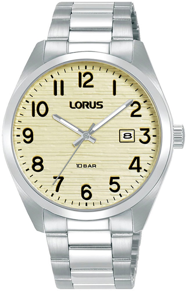 Quarzuhr LORUS "Sports", silber (silberfarben, gelb), Armbanduhren, Damen, Quarzuhr, Armbanduhr, Damenuhr, Herrenuhr, Edelstahlarmband, analog, Tag