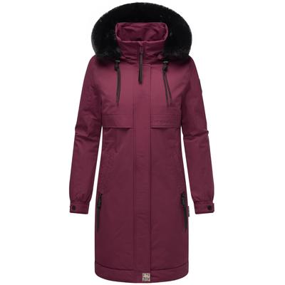 Kurzmantel NAVAHOO "Kaltwetterretter 14", Damen, Gr. M (38), rot (weinrot), Obermaterial: 55% Nylon, 45% Baumwolle, Innenfutter: 100% Polyester, Wattierung: 100% Polyester, Ärmelfutter: 100% Polyester, Kunstpelz: 100% Polyester, Basic, gerade ca.... Image