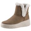 Winterboots RIEKER, Damen, Gr. 38, weiß (braun, sanftes weiß), Velourslederimitat, Textil, sportlich, Schuhe, Schlupfboots, Stiefelette mit beidseitigen Stretcheinsätzen