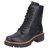 Schnürstiefelette RIEKER, Damen, Gr. 40, schwarz, Lederimitat, unifarben, sportlich, Schuhe, Schnürboots, Blockabsatz, Innenreißverschluss und Nietenverzierung