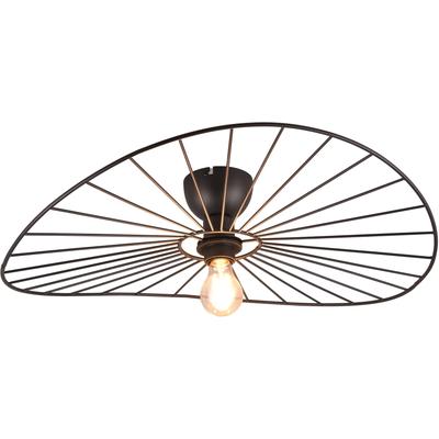 TRIO LEUCHTEN Deckenleuchte "CHAPEAU, Deckenlampe exkl 1xE27 max 40W Ø60cm Schlafzimmer Deckenlampe", schwarz (schwarz m