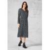 Midikleid CECIL, Damen, Gr. M (40), US-Größen, grau (deep charcoal grau), Stoff, 95% Polyester, 5% Elasthan, bedruckt, casual, gerade wadenlang, V-Ausschnitt, Langarm Bündchen, Kleider, soft und trageangenehm