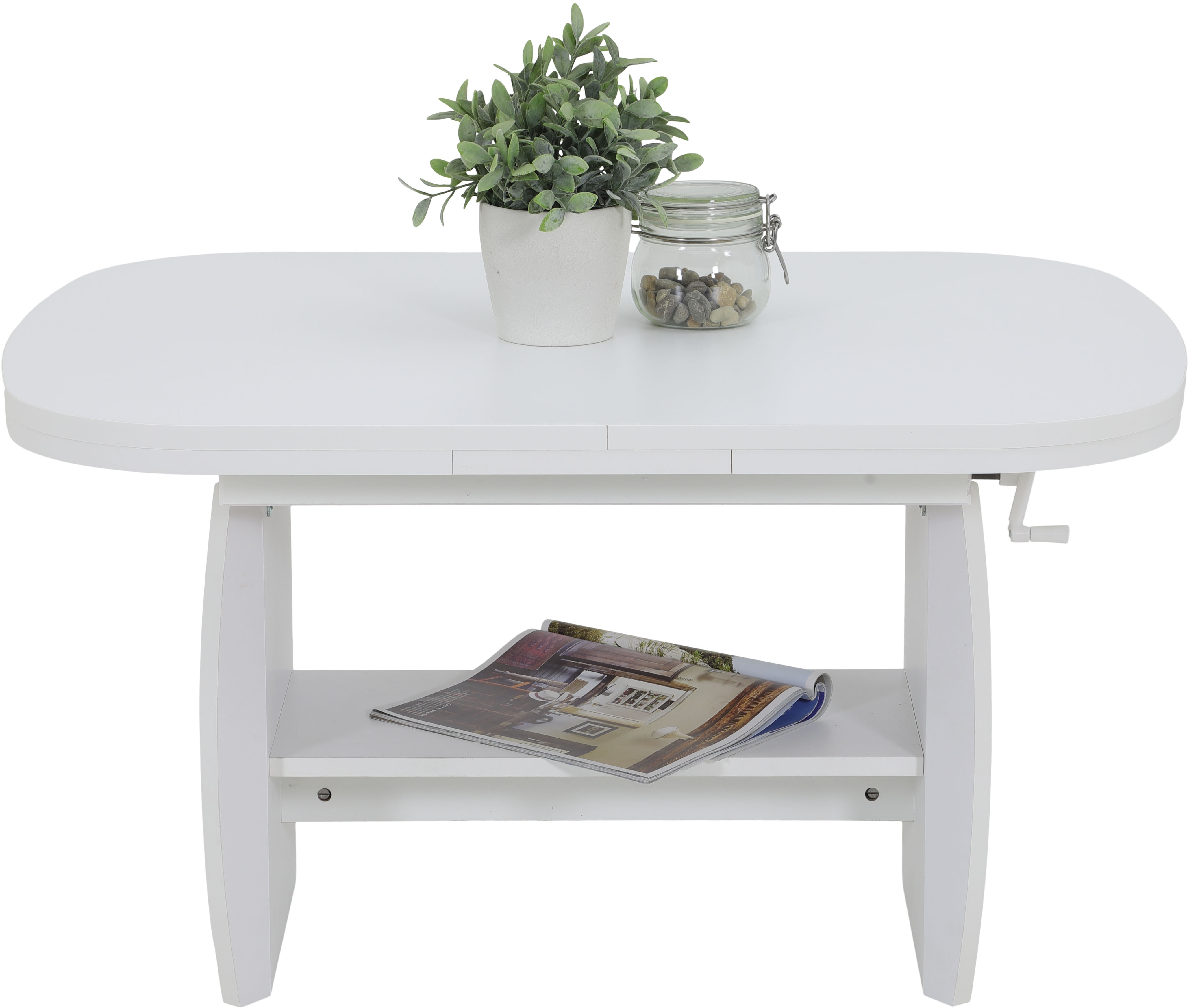 Couchtisch HELA, weiß, B:90cm H:52cm T:68cm, Tische, Couchtisch, Höhenverstellbar und ausziehbar