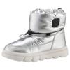 Winterboots GEOX "J WILLABOOM GIRL B ABX", Kinder, Gr. 35, silber (silberfarben, schwarz), Synthetik, glänzend, casual, Schuhe, Klettstiefel, Babystiefel Snowboots mit Schnellverschluss