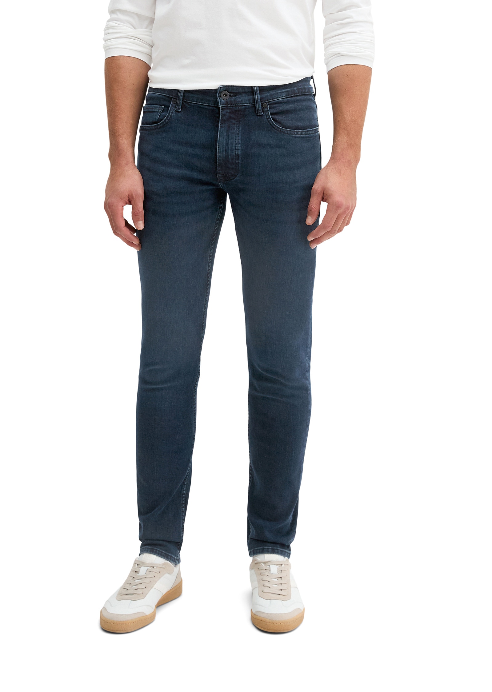 Slim-fit-Jeans MARC O'POLO "aus hochwertigem Bio-Baumwoll-Mix", Herren, Gr. 29, Länge 32, blau (blau schwarz wash), Obermaterial: 99% Baumwolle, 1% Elasthan, unifarben, slim fit normal, Jeans Slim-fit-Jeans