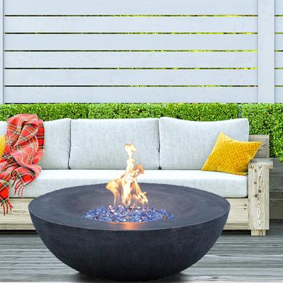 42 Inch Outdoor Concrete Propane Gas Fire Pit Bowl in Antique White Color