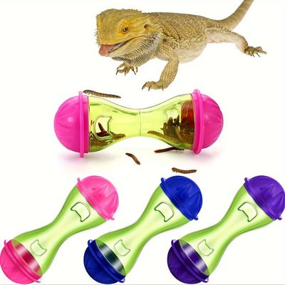 TEMU 3-pack Reptile Feeding Toy Balls For Amphibians - Plastic Interactive Food Dispenser Puzzle For Lizards