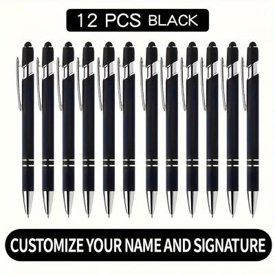 TEMU 12-pack Customizable Pens With Retractable Medium Point For Sketching, Writing, And Exams - Personalized Inspirational Messages, Ideal For Birthday, Christmas, Thanksgiving Gifts