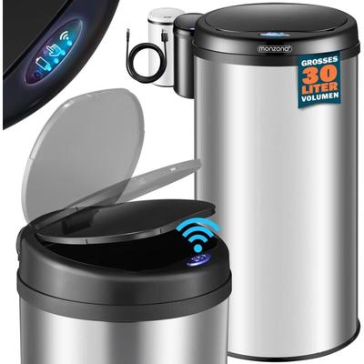 MONZANA® Mülleimer Küche mit Sensor Edelstahl USB Ladekabel Berührungslos Deckel Hygienisch Image
