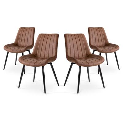 Mc Haus - 4er-Pack Ess-, Büro- oder Loungesessel mit gepolsterter Rückenlehne, eleganter Stil, braun Image