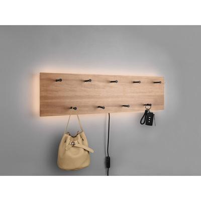 Led Holzbalken Wandgarderobe samantha mit 9 Haken 75x30cm