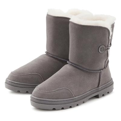 Winterstiefel LASCANA, Damen, Gr. 36, grau, Obermaterial: 100% Rindsleder. Futter: 100% Lammfell. Decksohle: 100% Lammfe