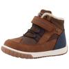 Winterboots TOM TAILOR, Kinder, Gr. 34, braun (cognac, blau), Lederimitat, Textil, unifarben, kontrastfarbene Details, casual, Schuhe, Klettschuh, High-Top-Sneaker, Outdoorschuh mit Kontrastnähten
