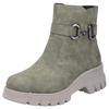 Winterstiefelette RIEKER, Damen, Gr. 42, grün (khaki), Lederimitat, modisch, Schuhe, Winterboots, Plateausohle, mit Zierschnalle und Innenreißverschluss