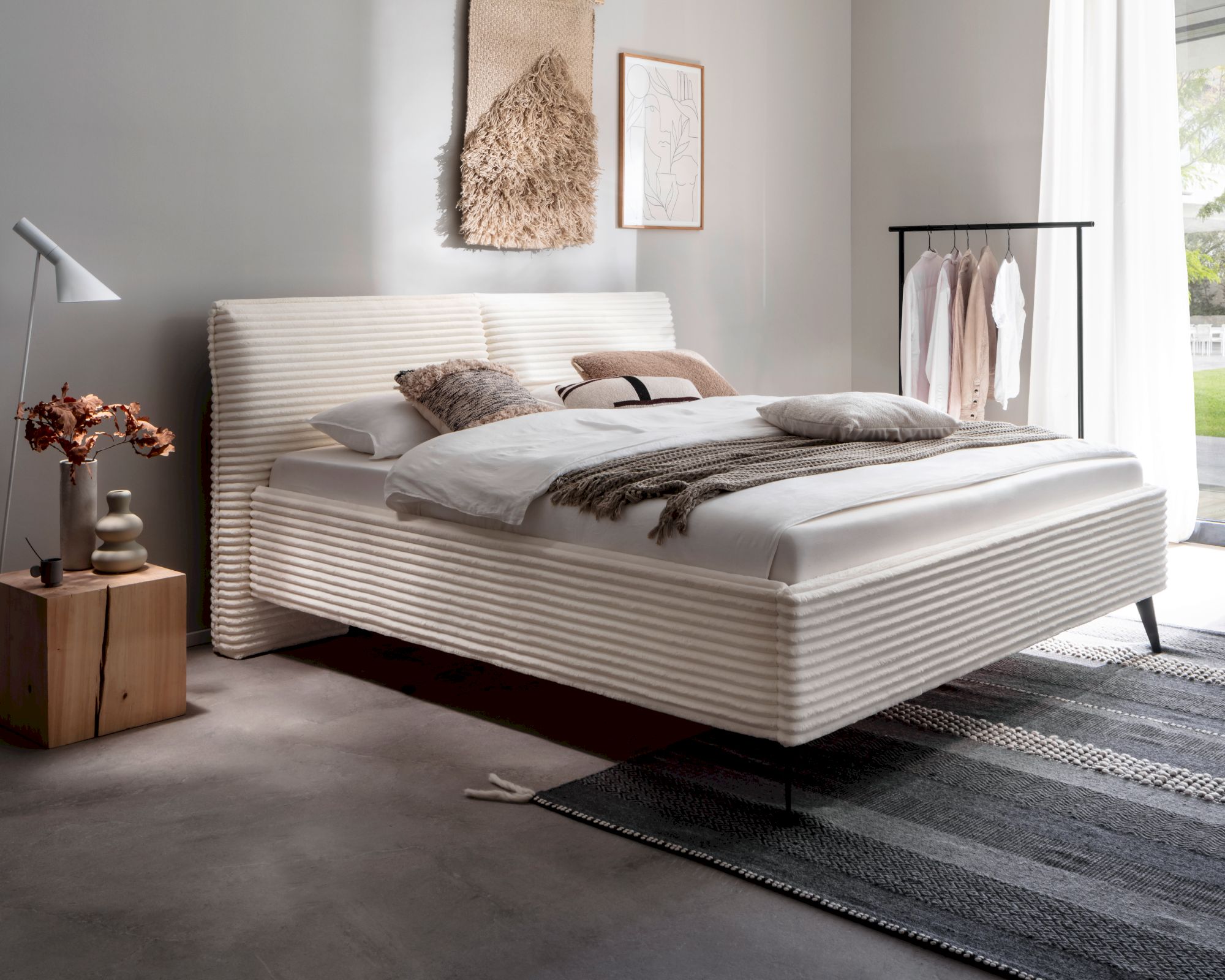 meise.möbel »Matera« Polsterbett Cord mit Bettkasten 160x200 cm / ohne Bettkasten / mit 7-Zonen-Tonnentaschenfederkern-Wendematratze / Härtegrad