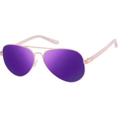 Zenni Aviator Rx Sunglasses Rose Gold Mixed Full Rim Frame