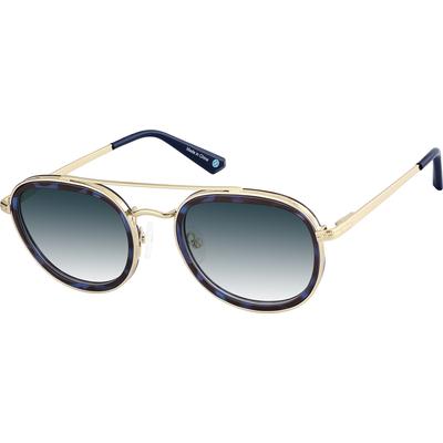 Zenni Round Rx Sunglasses Blue Tortoiseshell Mixed Full Rim Frame