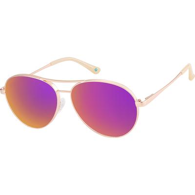 Zenni Women's Aviator Rx Sunglasses Rose Gold Stainless Steel Full Rim Frame