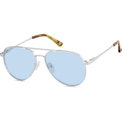 Zenni Women's Aviator Rx Sunglasses Silver Stainless Steel Full Rim Frame