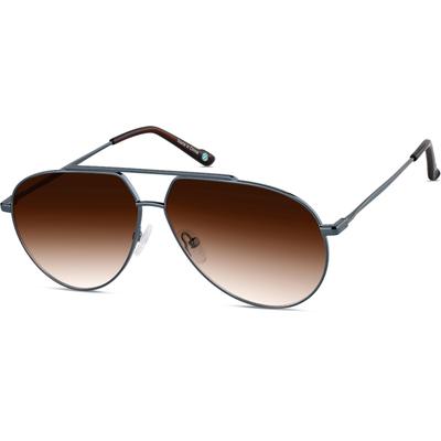 Zenni Aviator Rx Sunglasses Blue Stainless Steel Full Rim Frame