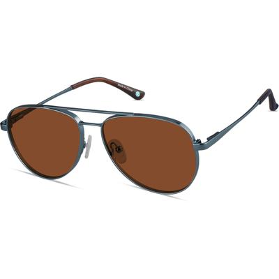 Zenni Aviator Rx Sunglasses Blue Stainless Steel Full Rim Frame