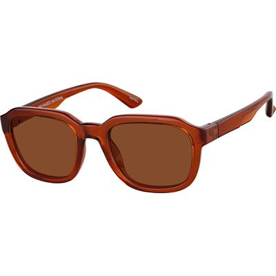 Zenni Square Rx Sunglasses Brown Bio-Based Full Rim Frame