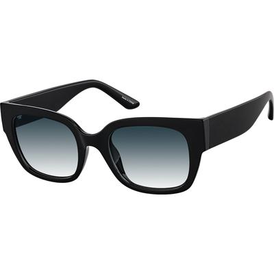 Zenni Women's Square Rx Sunglasses Black Plastic Full Rim Frame