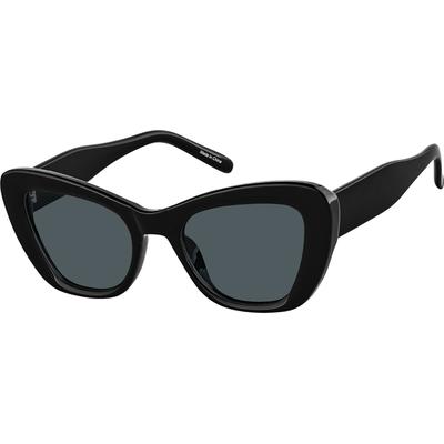 Zenni Women's Vintage Cat-Eye Rx Sunglasses Black Plastic Full Rim Frame