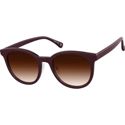 Zenni Women's Round Rx Sunglasses Red Plastic Full Rim Frame