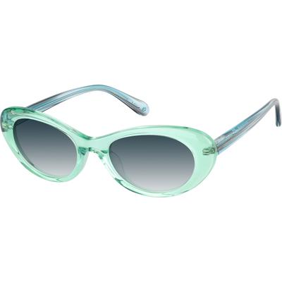 Zenni Women's Cat-Eye Rx Sunglasses Green Plastic Full Rim Frame