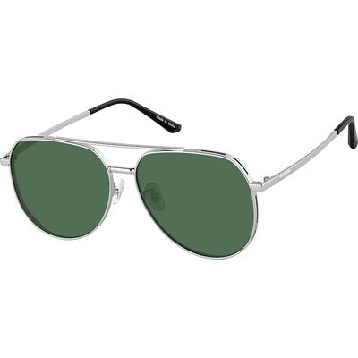 Zenni Men's Aviator Sunglasses Silver Stainless Steel Full Rim Frame