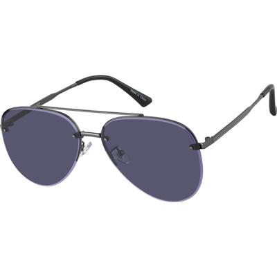 Zenni Men's Aviator Sunglasses Gray Stainless Steel Full Rim Frame