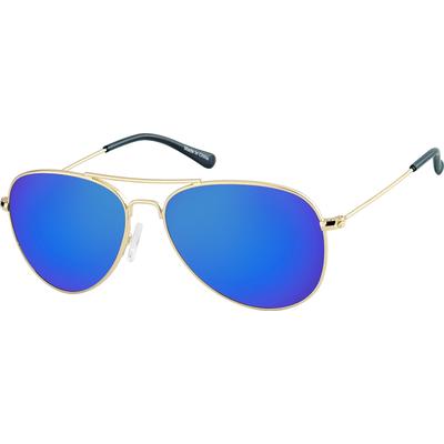 Zenni Kids Aviator Sunglasses Gold Stainless Steel Full Rim Frame