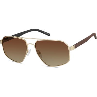Zenni Men's Aviator Sunglasses Gold Mixed Full Rim Frame