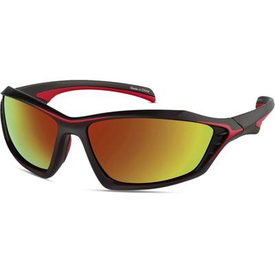 Zenni Men's Oval Sunglasses Black & Red Plastic Full Rim Frame