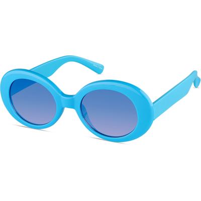 Zenni Women's Oval Sunglasses Blue Plastic Full Rim Frame