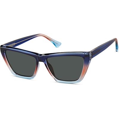 Zenni Women's Cat-Eye Sunglasses Blue Plastic Full Rim Frame