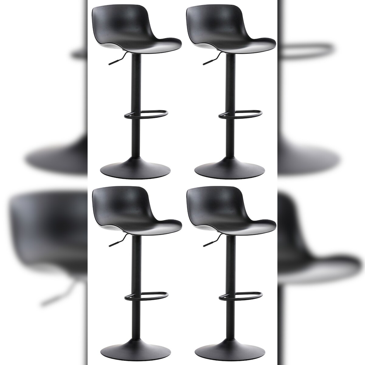 DELUKE® Barhocker 4er Set höhenverstellbar Schwarz KUSI Kunststoff, 81-102x44x45 Barhocker mit Lehne Tresenhocker Barstuhl Küchenhocker Thekenhocker Image
