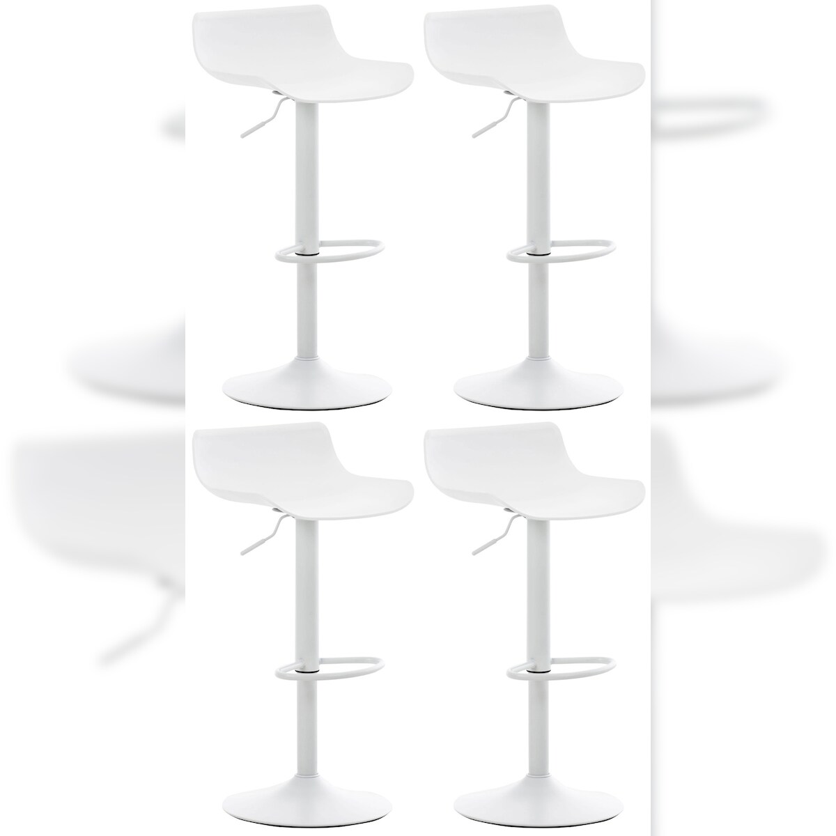 DELUKE® Barhocker 4er Set höhenverstellbar Weiß JUTO Kunststoff, 68,5-94x43x44 Barhocker mit Lehne Tresenhocker Barstuhl Küchenhocker Thekenhocker Image
