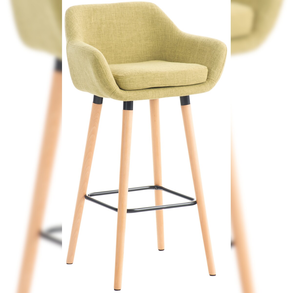 DELUKE® Barhocker mit Lehne Hellgrün VILO - Stoffbezug, 99x55x46cm | Barhocker mit Lehne Tresenhocker Barstuhl Küchenhocker Thekenhocker hoher Stuhl Image