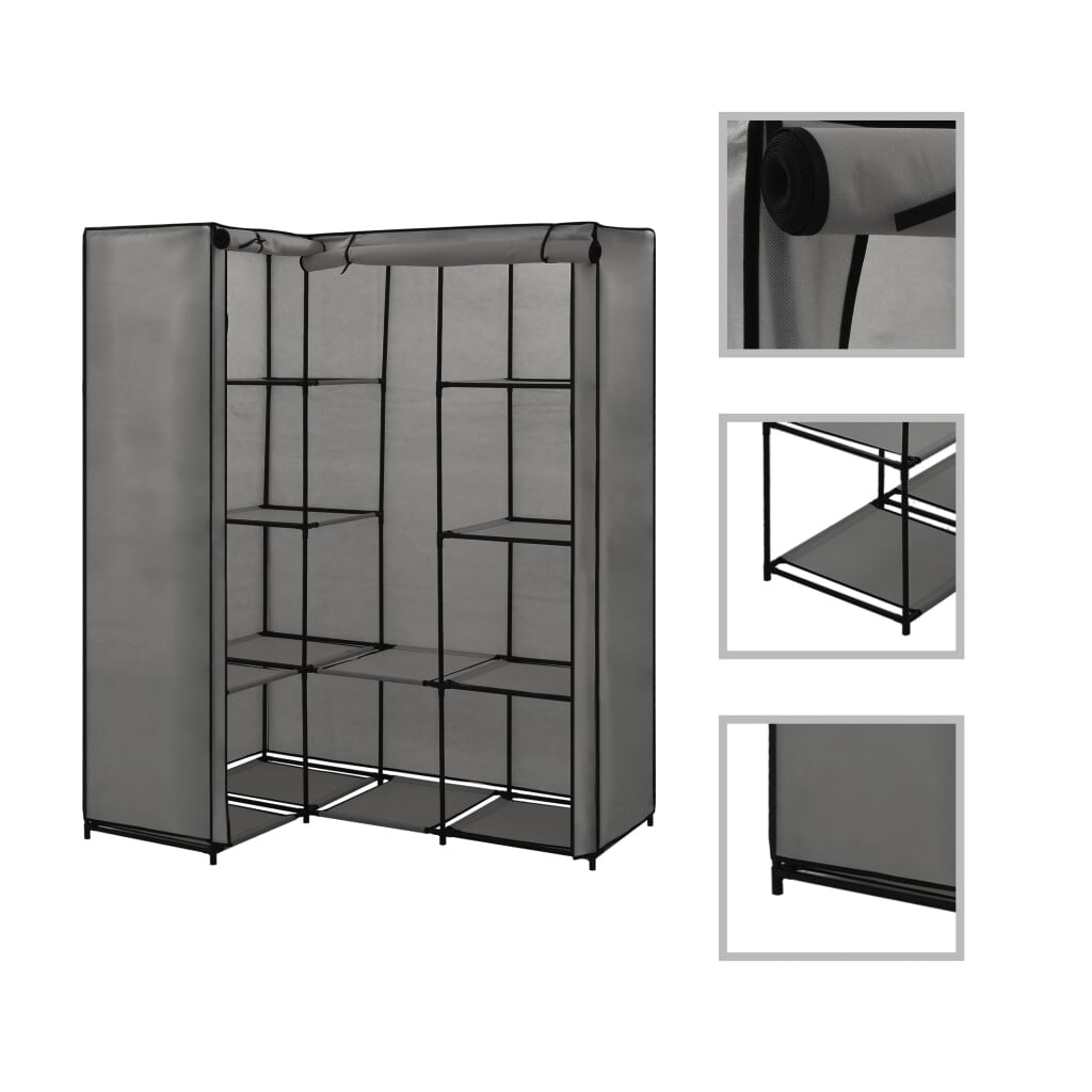 vidaXL Eckkleiderschrank Grau 130 x 87 x 169 cm Image