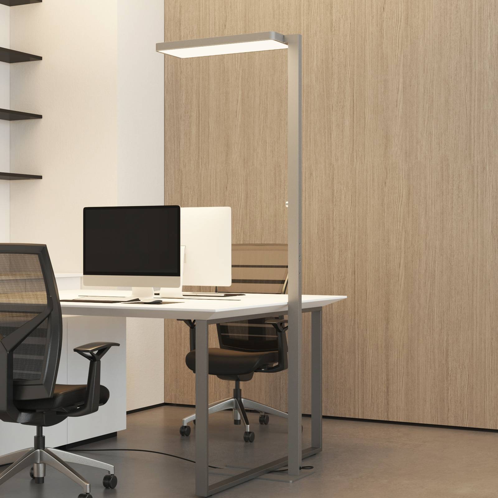Arcchio LED-Stehleuchte Timon, 54W, silber, Höhe 195 cm Timon Arcchio, dimmbar, alu / grau / zink, für Arbeitszimmer / Büro, Aluminium, Modern