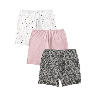 Plus Size Women's Stretch Cotton Boxer 3-Pack by Comfort Choice in Grey Jaguars Pack (Size 8) Underwear